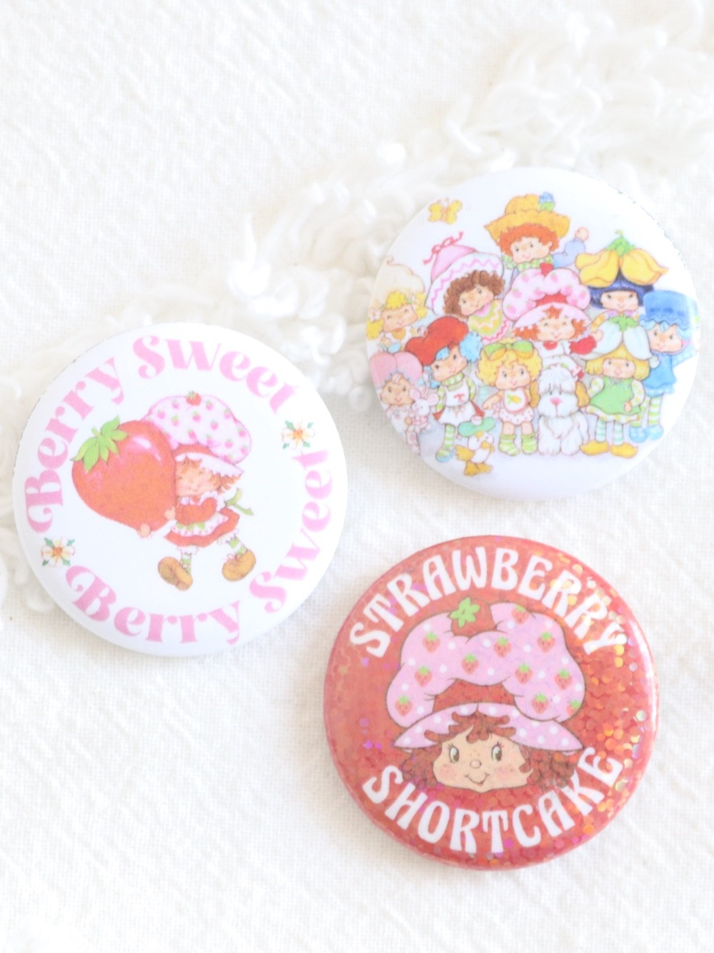 Strawberry Shortcake & Friends Berry Sweet Pastel Vintage Retro Pinback Buttons